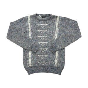 Vintage Peter England Grey Knit Sweater Acrylic Wool Blend 1990s